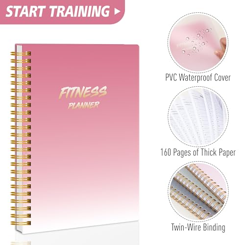 Fitness Journal Workout Planner for Women & Men - A5(5.5" x 8.5") Sturdy Workout Log Book for Gym & Personal Home Workouts - Pink - color: Pink 2