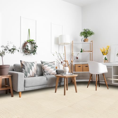 Sorbus Wood Grain Floor Tiles Foam Mat EVA Interlocking Mats Tile 3/8-Inch Thick Flooring Wood Puzzle Exercise Mats w/Borders - Home Playroom Basement, Apartment, Trade Show, Baby, Dance - color: Light Pine, size: 24 Pack