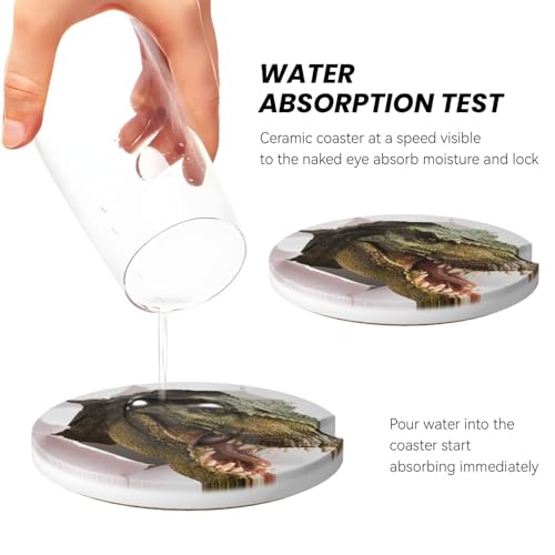 Dinosaur Car Coasters for Cup Holders, 2 Pack Absorbent Ceramic Drink Cup Coaster for Women Men, Auto Interior Accessories - color: T22