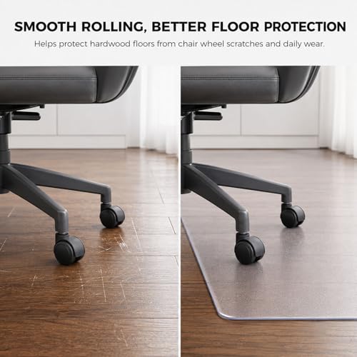 Clear PVC Treadmill Mat for Hardwood Floors & Carpet, 100 x 35 Inch Office Chair Mat, 1.5MM Thick Floor Protector for Walking Pad, Exercise Bike, Elliptical & Rolling Chair, Single-Sided Frosted