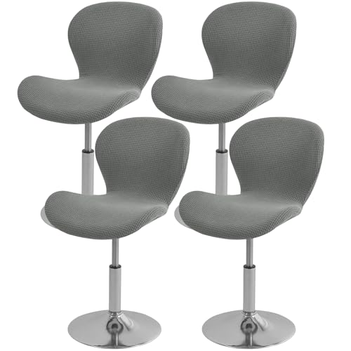 Gollense Bar Stool Covers with Backs, Set of 4 Stretch Jacquard Barstool Seat Covers, Washable Swivel Pub Counter Height Chair Slipcover Protector for Home Kitchen Cafe (Jacquard-Dark Grey) - color: Jacquard-dark Grey