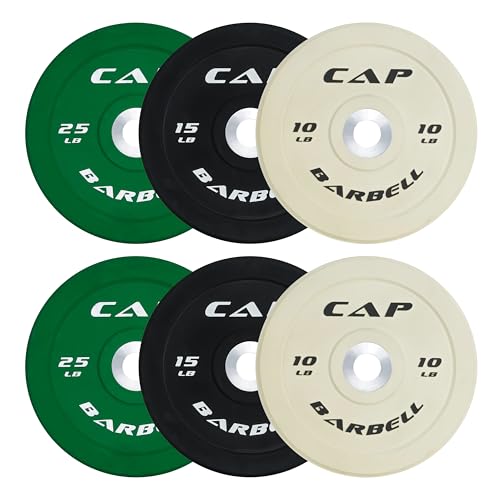 CAP 2-inch Olympic Bumper Plate Weight Set | 100-370 lbs | Multiple Colors | Storage Rack Optional - size: 100 lb - Set, style: COMPETITION