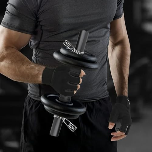 Pair of 16" Olympic Dumbbell Handles for 2-Inch Plates, Loadable Dumbbell Bars with Knurled Rubber Grips for Home Gym Strength Training