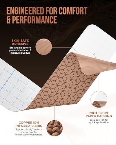 TheraCopper Copper Infused Kinesiology Tape – 2 Rolls (40 Precut Strips) – Advanced Waterproof Kinesiology Tape for Shoulder, Elbow, Bowling Wrist, Weightlifting, Muscle Strain & Joint Support (Tan) - color: Tan