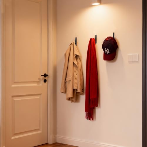 10 Pack Wall Hooks for Hanging, Heavy Duty Metal Coat Hooks Wall Mount, Easy to Install Black Hooks for Entryway, Bathroom, Towels, Robes, Backpacks(Black)