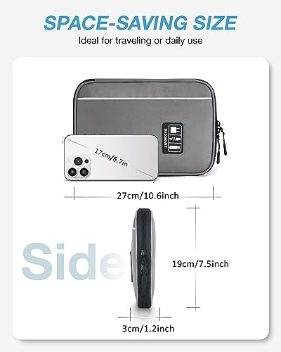 BAGSMART Large Electronics Organizer Travel Case for Tech Accessories, Blue | Tech Accessories, Cord Storage Bag, For Phone, Power Bank, SD Card, Cables - color: Grey