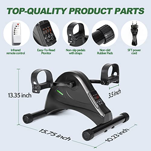HOMGIM Mini Exercise Bike,Under Desk Bike for Seniors Rehab Training, Motorized Pedal Exerciser for Arm/Leg Fitness & Physical Therapy, 6 Levels Speed Adjustment - color: Black