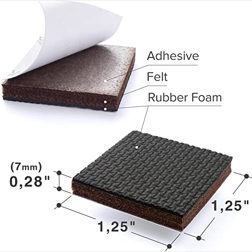 Non Slip Furniture Pads 8pcs 1 1/4" X-Protector Premium Furniture Grippers! | Self-Adhesive Rubber Feet Furniture Feet - Ideal Non Skid Furniture Pad Floor Protectors - Keep Furniture in Place! - size: 8 Square 1.25"