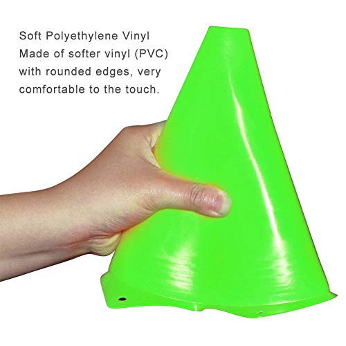 9 Inch Plastic Training Traffic Cones, Sport Cones, Agility Field Marker Cones for Soccer Basketball Football Drills Training, Outdoor Activity or Events - (Set of 10, 12, 15 or 24, 4 Colors) - color: 12 Pack Green