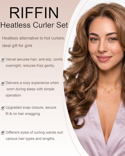 Grande Heatless Curls Overnight Rods No Heat Hair Curlers to Sleep in, Jumbo Foam Large Hair Rollers for Long Hair Blowout Look, Heatless Flexible Curling Rod Set with Satin Wrap for Sleeping - color: Burgundy