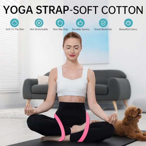 Yoga Exercise Adjustable Straps 8FT with Durable D-Ring for Pilates & Gym Workouts | Hold Poses, Stretch, Improve Flexibility & Maintain Balance - color: Brown&Black