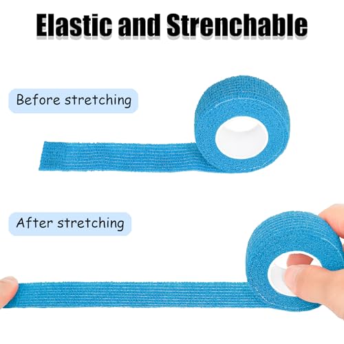 6 Pack 1 Inches Self Adhesive Bandage Wrap Breathable Cohesive Bandage Elastic Tape for Pets, Athletic, Sports, Wrist, Knee, Ankle(5 Yards Per Roll, Light Blue) - color: Light Blue, size: 1 Inch