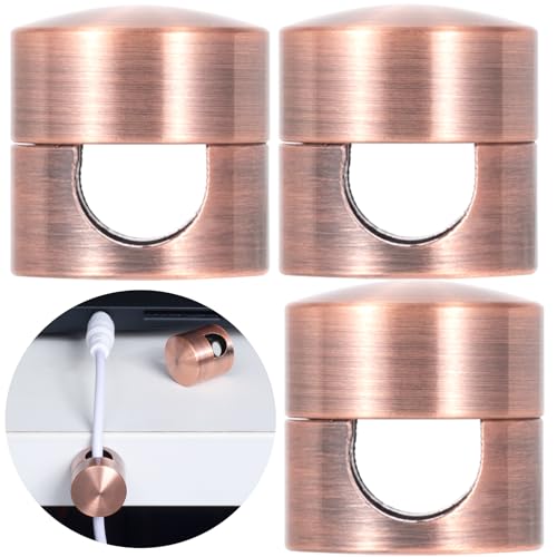 SmallCat 3 Sets Charger Holders for Cords, Metal Cord Holder -Red Bronze | Adjustable Cable Anchor Clips, Adhesive Cable Management Wire Organizers for Desk, Office, Nightstand - color: Red Bronze Color, size: 3 Sets