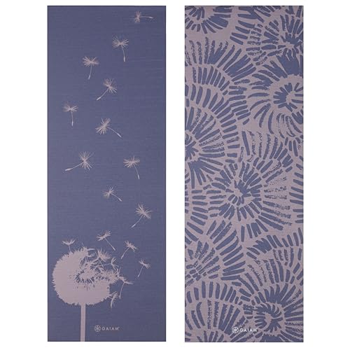 Gaiam Yoga Mat - Premium Print Reversible Extra Thick Non Slip Exercise & Fitness Mat for All Types of Yoga, Pilates & Floor Workouts - color: Dandelion Fossil