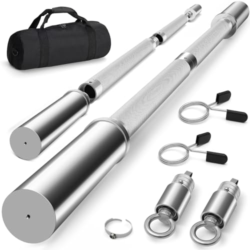 DASKING 4ft/4.9ft Barbell, 2-Inch Olympic Detachable Bar, Portable Strength Training Bar for Weightlifting, Squat, Bench Press, Home Gym, 450LBS, Includes Silent Collars - size: 4.0 Ft