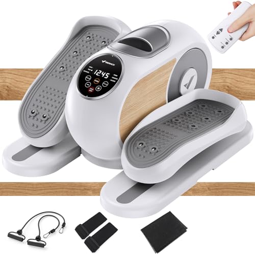 Sitting Under Desk Elliptical Machine, Leg Exerciser While Sitting for Seniors, Seated Pedal Exerciser, Quiet & Portable Pedal Exerciser with 8 Resistance Levels, Work from Home Fitness - style: White