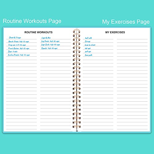 Fitness Planner for Women & Men - A5 Workout Log Book/Exercise Log to Track Weight Loss, Gym, Bodybuilding Progress - Daily Health & Wellness Journal, 5.8X8.25 In Workout Book - style: Teal