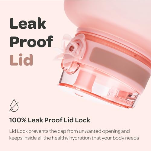 Hydracy Motivational Water Bottle with Time Marker & Fruit Infuser 64 oz | BPA-Free Tritan, Leakproof Flip-Top Lid,No-Sweat Sleeve,Carry Strap,Daily Intake Tracking for Gym,Sports,Outdoors - color: Rose Gold, size: 64 Ounces