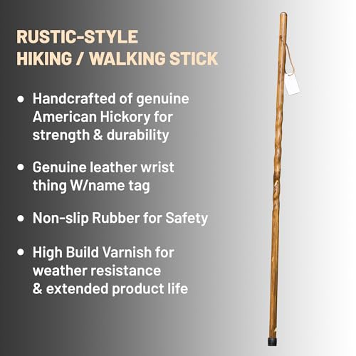 Handmade Wooden Walking Cane for Men Women Seniors with Genuine Leather Wrist Strap for Hiking, Walking and Outdoor Trekking - Made in USA - size: 55" - Large Adult, style: Pace Setter