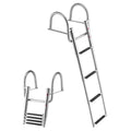VEVOR Boat Ladder, 4 Steps Stainless Steel Telescoping Folding Swim Deck Ladder for Rear Entry Inboard, 600lbs Capacity with Wide Non-Slip Steps & Handrails, for Outboards, Yacht, Pontoon Boat - size: 4 Steps