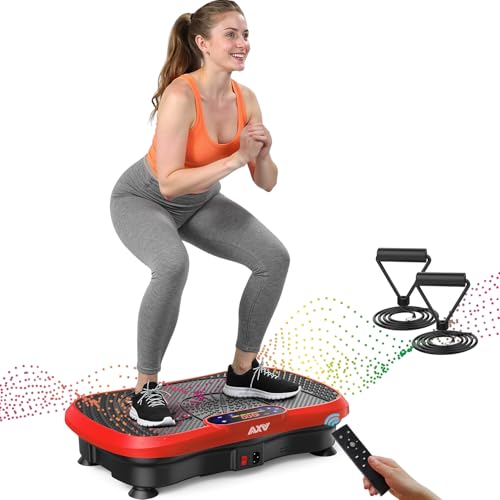 AXV Vibration Plate Fitness Platform Exercise Machine Vibrating Shaking Full Body Shaker Workout Vibrate Stand Shake Board Sport for Weight Loss Fat Burner for Gym Home Office - color: SLIM.RED