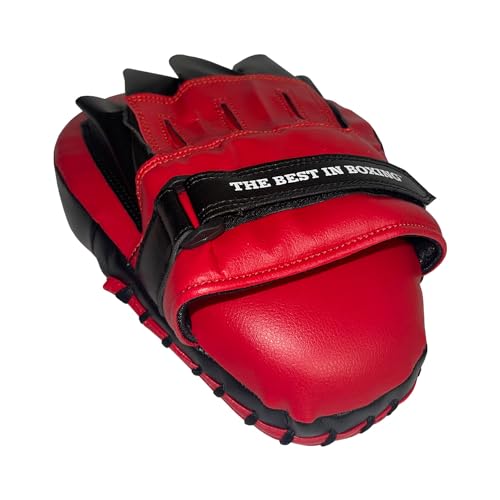 Ringside 10.5” Red Curved Boxing Punch Mitts Pair - Durable Striking Pads for Training and Sparring