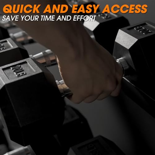 Mikolo Dumbbell Sets with Rack, Rubber Hex Dumbbells, Multiple Choices in 160/200/380/450/550LB, Hand Weights with Chrome Handle for Strength Training - style: RACK ONLY (Large / Max for 550lb)