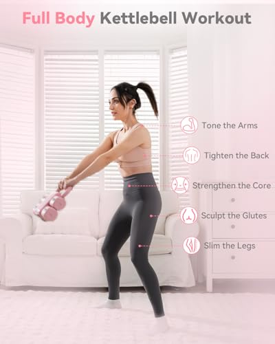 2-in-1 Adjustable Dumbbell & Kettlebell Set for Women (1.1-12.1 lbs), Quick-Change Free Weights for Home Gym, Pilates & Full Body Workout - color: Purple, style: Set