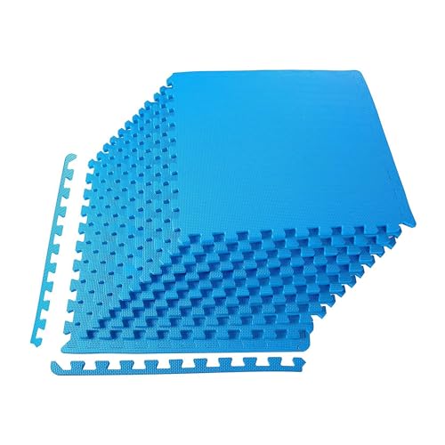 Elevon Puzzle Exercise Gym Flooring Mat, EVA Interlocking Foam Tiles Workout Mat for Home Gym, Fitness Equipment, MMA, Gymnastics, Shock-Absorbing Exercise Mat, Multi-Color - color: Blue, style: 1/2"Th, 12 Tiles (48 Sq Ft)
