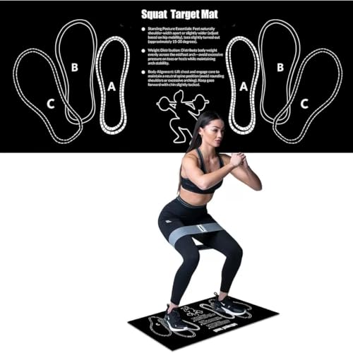 Squat Mat With Foot Position (32 * 14in) - Anti Slip Training Mat, Perfect for Leg & Abdominal Exercises, Squat Pads Activate Muscles, Prevent Injuries, Lightweight Portable for Home Gym - color: black