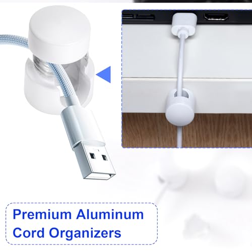 SmallCat 3 Sets Charger Holders for Cords, White Cord Holder for Nightstand | Adjustable Metal Cable Anchor Clips, Adhesive Cable Management Wire Organizers for Desk, Office, Nightstand - color: White, size: 3 Sets