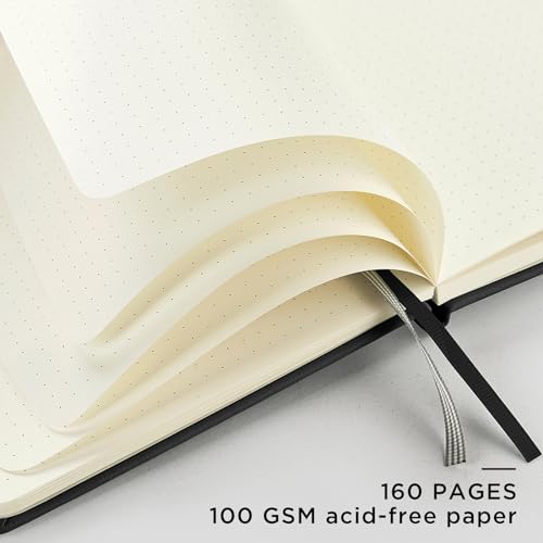 &And Per Se Dotted Journals Bulk 5-Pack, A5 Hardcover, 160 Pages 100gsm Thick Paper, Dotted Journal Supplies for Workshops, Art Classes, Creative Studio – 3 Sticker Sheets Each (Black) - color: Black, style: 5 Pack-Dotted
