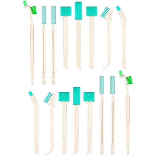 Nuenen 16 Pcs Small Household Cleaning Brushes - Deep Detail Crevice Cleaner Brush Set, Corner Space Keyboard Bottle Tile | Small Household Cleaning Brushes Set, 8 in 1 Bottle Cap for Small Holes, Deep Detail Crevice Brush Set, Crevice Cleaning Tool