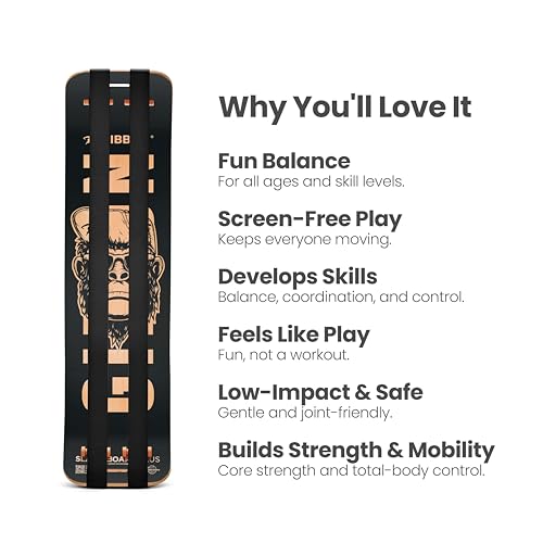 GIBBON SlackBoard, Balance Board Kids & Adults, Slackline Balance Trainer | 1 & 2 Line Options, Slack Board, Core Workout Equipment, Home Gym Training, Standing Desk Exercise, Yoga, Agility, Pilates - color: Caesar Plus - 2 Line