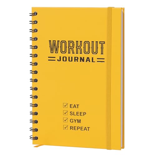 Nextnoid Hardcover Fitness Journal Workout Planner for Men & Women - A5 Sturdy Workout Log Book to Track Gym & Home Workouts - Yellow - color: J.Yellow, style: Fitness