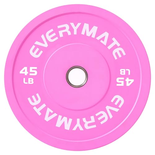 EVERYMATE Change Weight Plates 1.25LB 2.5LB 5LB Set Fractional Olympic Bumper Plates for Cross Training Steel Insert Strength Training - color: 45LBX1, size: Pink