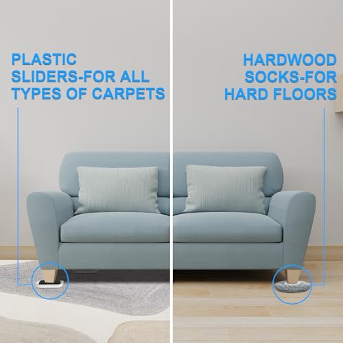 New Upgrade Furniture Sliders: Multi-Surface 3-in-1 Furniture Movers Slider | Heavy Moving Pads with 8PCS 4.3" Carpet Sliders + 4PCS Hard Floor Socks + 1 Lifter - Protect Floor and Easily Move Furniture - size: 4.3in 8+4+1Pack