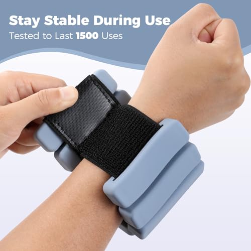 Sportneer Wrist & Ankle Weights for Women & Men Set of 2 (1LB/2LB Each) - Soft Silicone Arm & Leg Weights for Pilates, Yoga, Walking, Barre, Home Workout, Water Aerobics - color: Misty Blue, size: 4 Lb Pair (2 Lb Each)