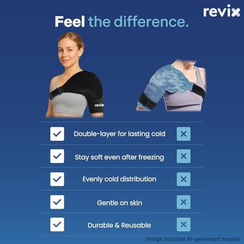 REVIX Shoulder Ice Pack Wrap for Rotator Cuff and Arm, With Removable Gel Pack, Standard, Reusable Gel Cold Wrap, Soothe Discomfort & Fatigue, 30-Minute Long-Lasting Cold, Flexible Fit for Men & Women - size: Standard, style: With Removable Gel Pack