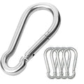 5PCS 3.15" Stainless Steel Carabiner Clip, 600-lb WLL Snap Hook for Gym.