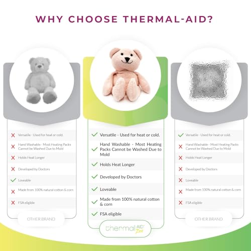 Thermal-Aid® (Bella The Pink Bear) – Washable Heating Pad & Ice Pack – Plush Hot/Cold Pack with Natural Corn Filling – Reusable Comfort - size: Zoo Pink Bear