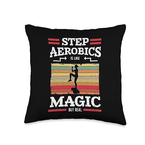 Step Aerobics Dance Retro Apparel Step Aerobics Instructor Fitness Retro Vintage Dance Workout Throw Pillow, 16x16, Multicolor - size: 16x16