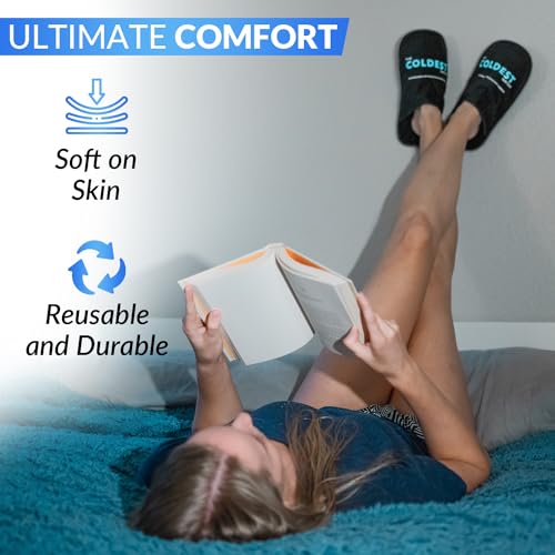 THE COLDEST WATER Ice Pack Slippers - Reusable Gel Ice Packs Slippers for Arthritis Feet/Plantar Fasciitis/Foot Injuries/Chemo/Swelling & More - Hot/Cold Therapy Foot Wraps for Pain Relief (2 Pack)