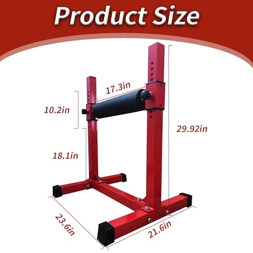 Bulgarian Split Squat Stand, Single Leg Squat Stand, Single Leg Squat Roller, Lower Body Specialty Machine for Home Gym - color: Red