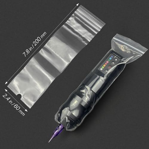300pcs Tattoo Machine Covers Sealable Type - Clear 2.4×8 Inch Tattoo Pen Covers Machine Bags Sleeves for Cartridge Tattoo Machine - Professional Tattoo Supplies & Accessories (Clear (2.4×8 inch)) - color: Clear (2.4×8 inch)