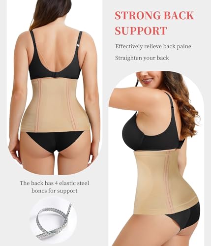 AOSBOEI Waist Trainer Shapewear Tummy Control Waist Cincher Girdle Body Shaper Postpartum Recovery Belt Belly Band Wrap - color: Beige, size: Small-Medium