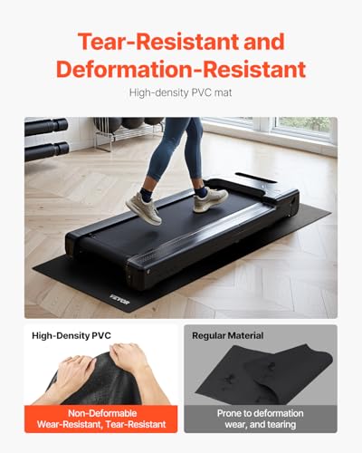 VEVOR Treadmill Mat for Carpet Floor, Exercise Equipment Mat for Treadmills, Stationary & Recumbent Bikes, High Density PVC Floor Protector Gym Mats, Waterproof and Non-Slip for Home Gym - size: 24"x 52"x 0.16"
