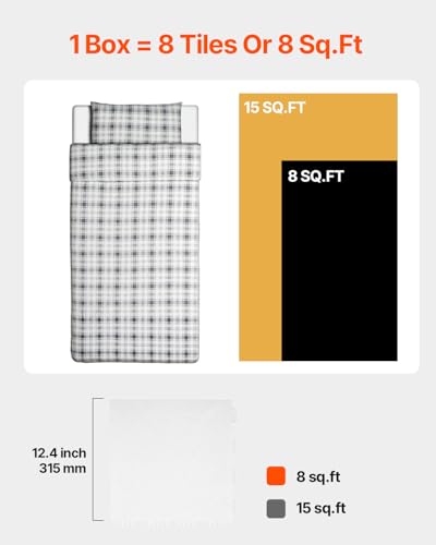 VEVOR Dryland Tiles for Hockey Floor Mat, 12 x 12 in 15 Pcs Interlocking Versatile Training Surface, Dance Floor Tiles, Hockey Training Equipment Board for Shooting (Ash Gray, 15 sq. ft/Box)