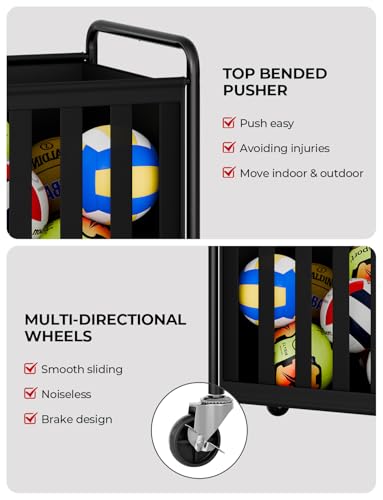 StorageWorks Ball Storage with Wheels, Ball Cart for Garage, Garage Sports Equipment Organizer, Balls Organizer for Basketball, Football, Volleyball - style: Ball Storage(360L)