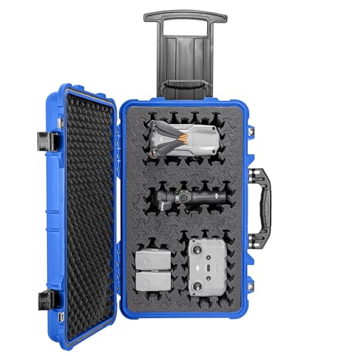 Eylar 22" Carry-On Roller Hard Case With Ragar Reconfigurable & Reusable XP Crosslink Foam, Waterproof, Shockproof For Equipment, Drones And Cameras, TSA Standard (2 Ragar Layers) (Blue) - color: Blue